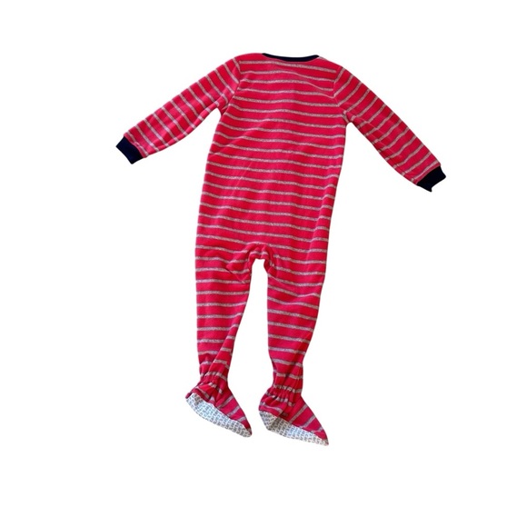 Carter’s Fleece Footed Pajama Zippy Striped Fire Truck Puppy Toddler Boy 3T - Picture 3 of 5